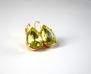 Yellow Crystal Teardrop Earring