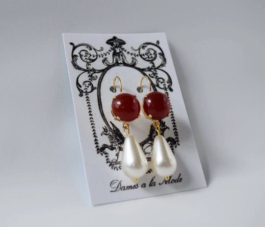 Carnelian and Pearl Earrings