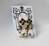 Emerald and Crystal Teardrop Cluster Earrings