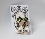 Emerald and Crystal Teardrop Cluster Earrings