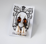 Brown Topaz Crystal and Pearl Earring