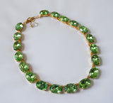 Peridot Green Riviere Necklace - Large Oval