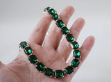 Emerald Green Crystal Collet Necklace - Small Octagon