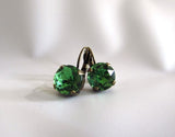 Apple Green Peridot Crystal Earrings - Small Round