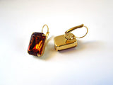 Madeira Topaz Crystal Earrings - Large Octagon