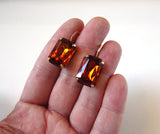 Madeira Topaz Crystal Earrings - Large Octagon