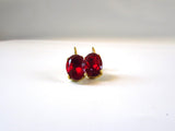 Ruby Red Crystal Earrings - Medium Oval