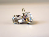 Clear Swarovski Crystal Earrings - Medium Oval