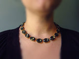 Grey Crystal Collet Necklace - Large Oval