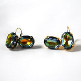 Rainbow Crystal Earrings - Large Oval