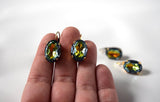 Rainbow Crystal Earrings - Large Oval